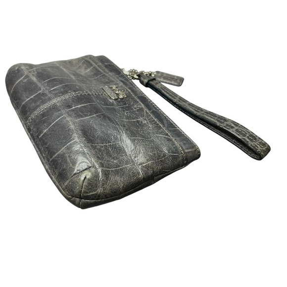 Coach Madison Croc Embossed Gray Wristlet - Picture 8 of 9
